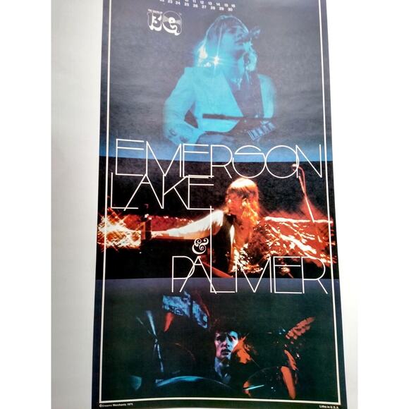 Emerson Lake & Palmer Band Poster Original 1975 Prog Art Rock Music NOS 22" ELP - Picture 5 of 7